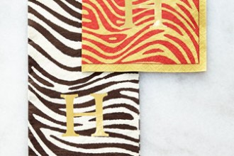 Caspari Monogrammed Cocktail Napkins Fete-a-Tete