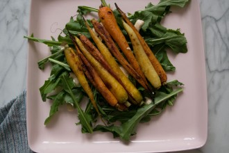 Sweetly Spiced Roasted Carrots over Greens Fete-a-Tete 1