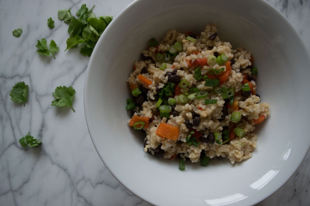 Cumin-Spiced Brown Rice and Beans with Roasted Red Peppers Fete-a-Tete