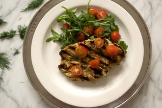Lemon Dill Grilled Chicken with Cherry Tomato and Arugula Salad Fete-a-Tete