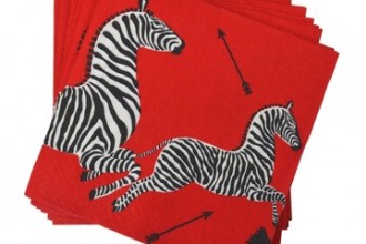 Scalamandre Zebra Red Cocktail Napkins Fete-a-Tete