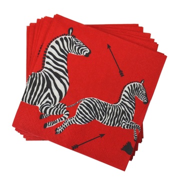 Scalamandre Zebra Red Cocktail Napkins Fete-a-Tete