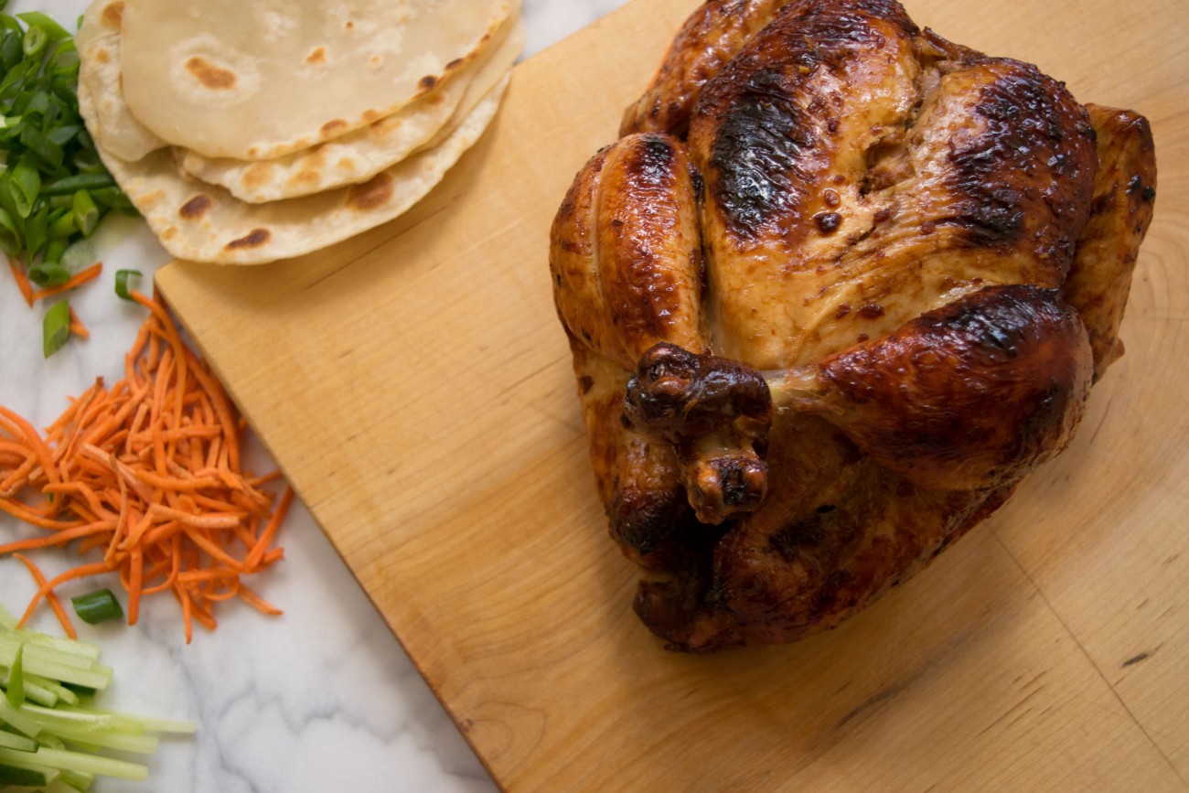 Soy-Chili Glazed Whole Roasted Chicken with Homemade Pancakes - Witten Kitchen