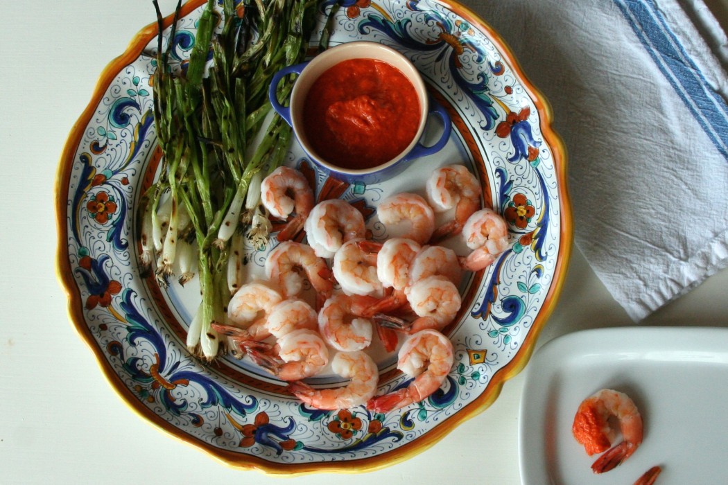 Romesco with Prawns & Green Onions Fete-a-Tete