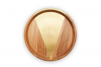 Gold Arrow Teak Tray Fete-a-Tete