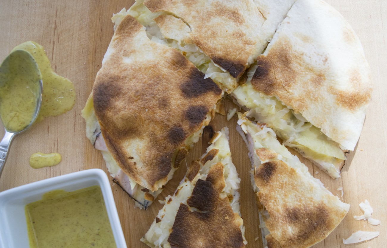 Hey Reuben! It's a Reuben Quesadilla with Homemade Honey Mustard