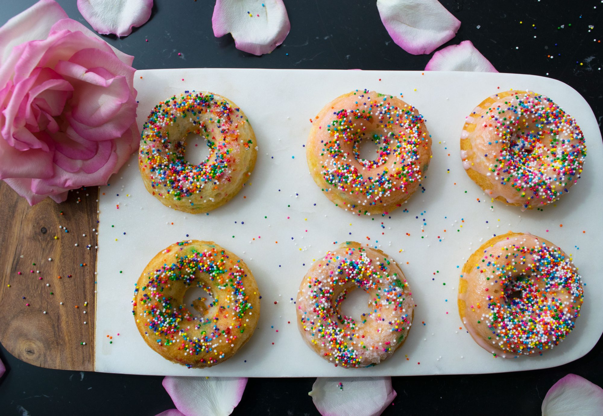 Glazed Rosy Pink Funfetti Donuts - Witten Kitchen